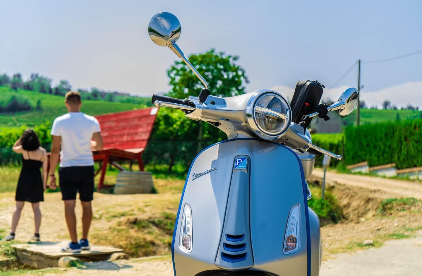 On a vespa among the hills of monferrato